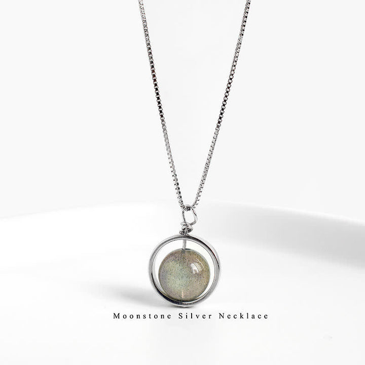 Buddha Stones 925スターリングシルバー ムーンストーン ラブプラネット 回転パターンネックレスペンダント - image 9