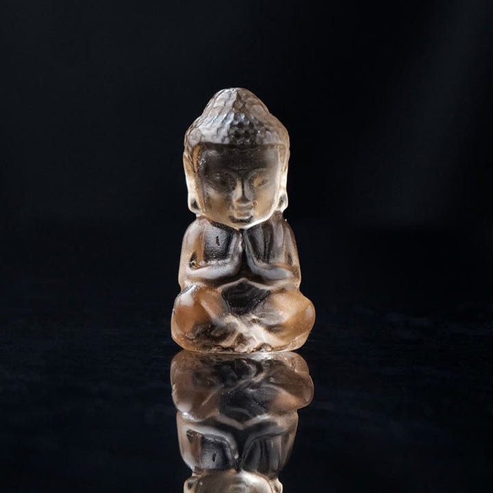 Buddha Stones各種クリスタルアメジストピンククリスタルホワイトクリスタルシトリン仏像彫刻スピリチュアルヒーリングネックレスペンダント装飾 - スモーキークォーツ - 装飾品 1.4×2.6cm - image 15