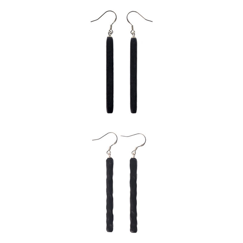 Buddha Stones925スターリングシルバー黒檀テクスチャ バランスピースドロップダングルイヤリング - image 12