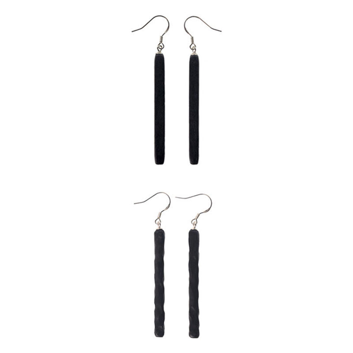 Buddha Stones925スターリングシルバー黒檀テクスチャ バランスピースドロップダングルイヤリング - image 12