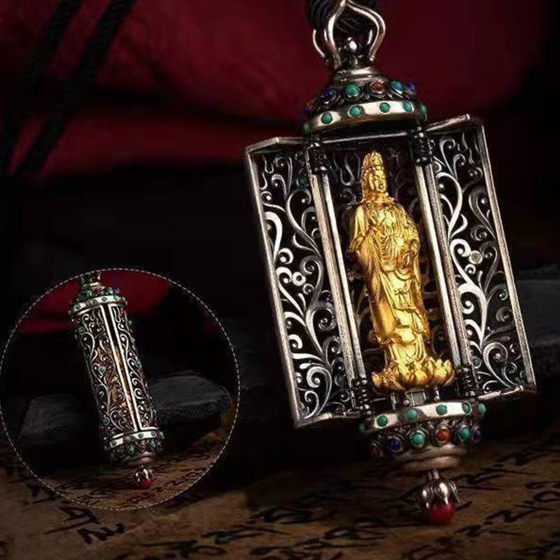 Buddha Stonesチベット観音 銀製 富の守護 装飾