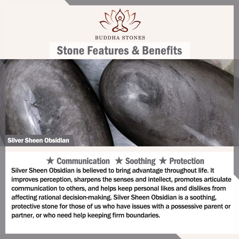 Buddha Stones天然銀光沢黒曜石 金光沢黒曜石 猫の爪 癒しの編み込みブレスレット - image 3