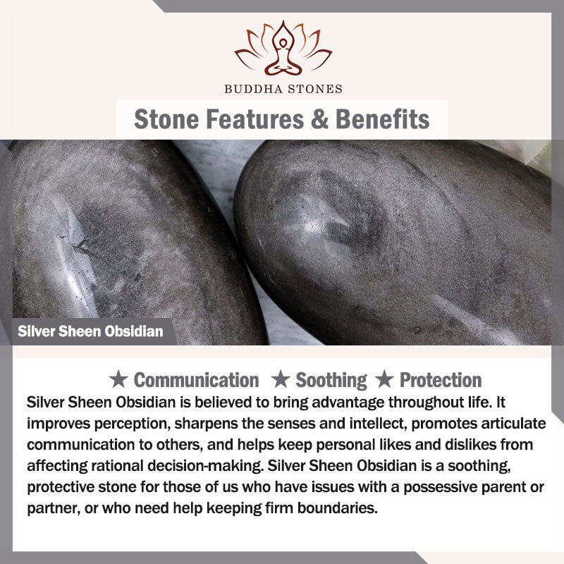 Buddha Stones天然銀光沢黒曜石猫の頭モチーフ守護ブレスレット - image 11