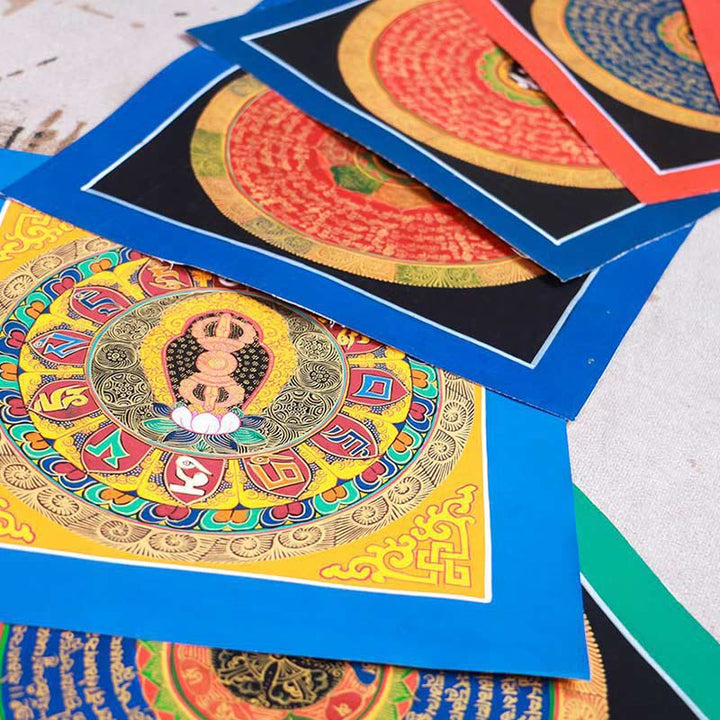 Buddha Stonesチベット 手作りタンカ 祝福の絵画 タンカ ブラインドボックス ランダムカラーパターン