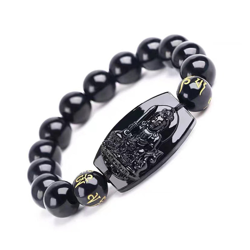 Buddha Stones、十二支、黒曜石の守護ブレスレット