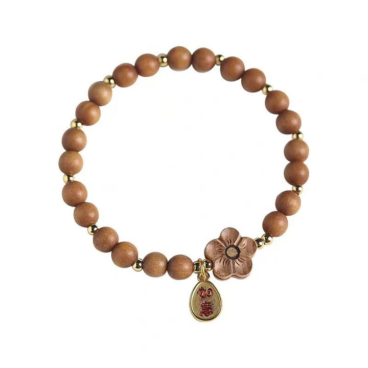 Buddha Stones天然白檀桃花小葉紅白檀如意お守りブレスレット