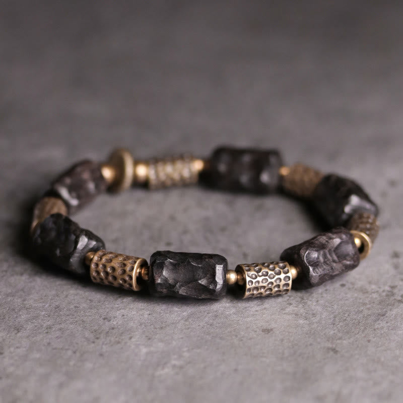Buddha Stonesチベット黒檀 銅 穏やかで平和なブレスレット