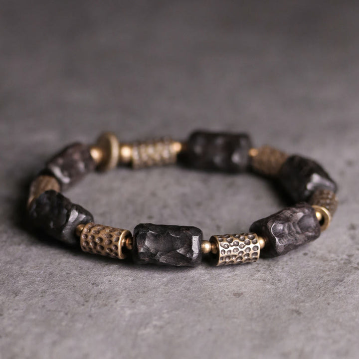 Buddha Stonesチベット黒檀 銅 穏やかで平和なブレスレット