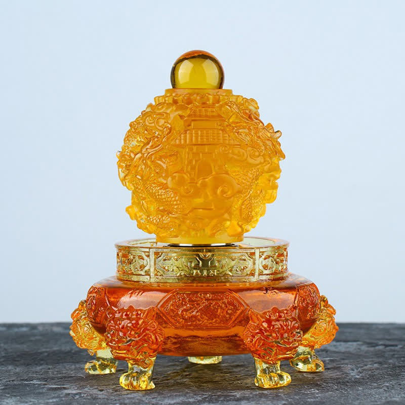 Buddha Stones風水 縁起の良い龍 手作り 琉璃水晶 回転式 アートピース 幸運 家庭 オフィス 装飾