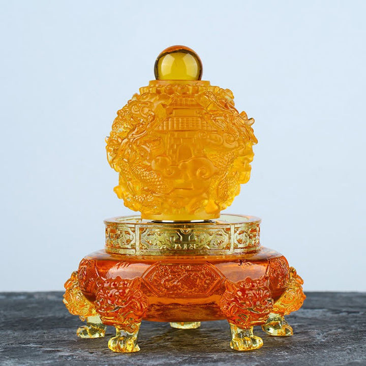 Buddha Stones風水 縁起の良い龍 手作り 琉璃水晶 回転式 アートピース 幸運 家庭 オフィス 装飾