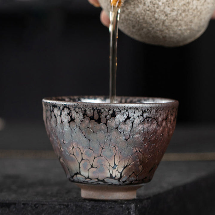 Buddha Stones手作りの桜桜デザイン中国Jianzhan陶器ティーカップカンフーティーカップ