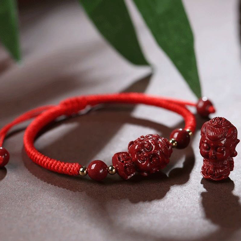 Buddha Stones十二支誕生仏辰砂 お守り 祝福 紐 ブレスレット