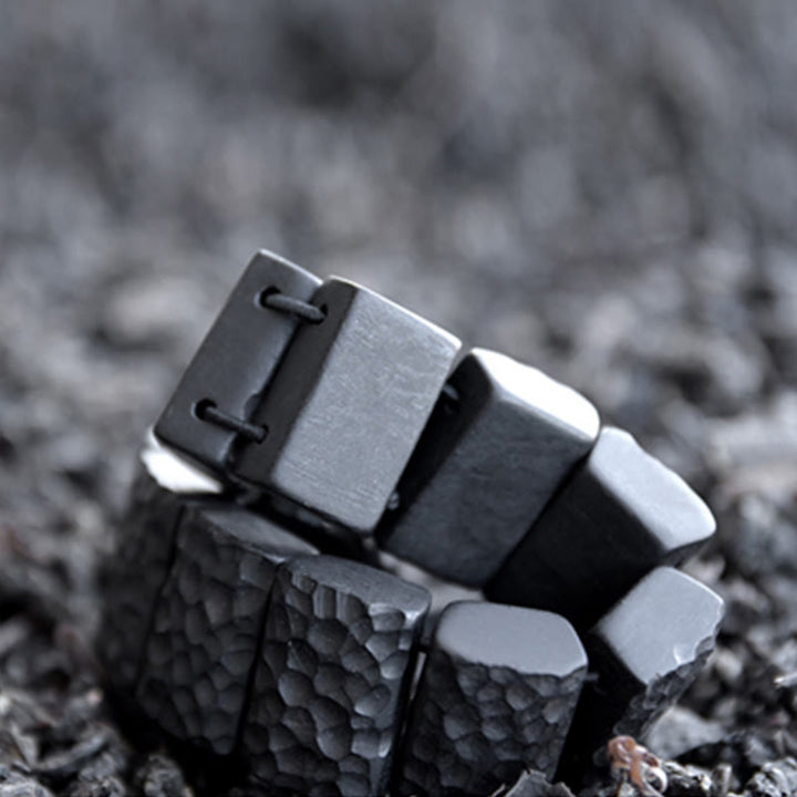 Buddha Stonesヴィンテージ黒檀木目テクスチャ平和カップルブレスレット