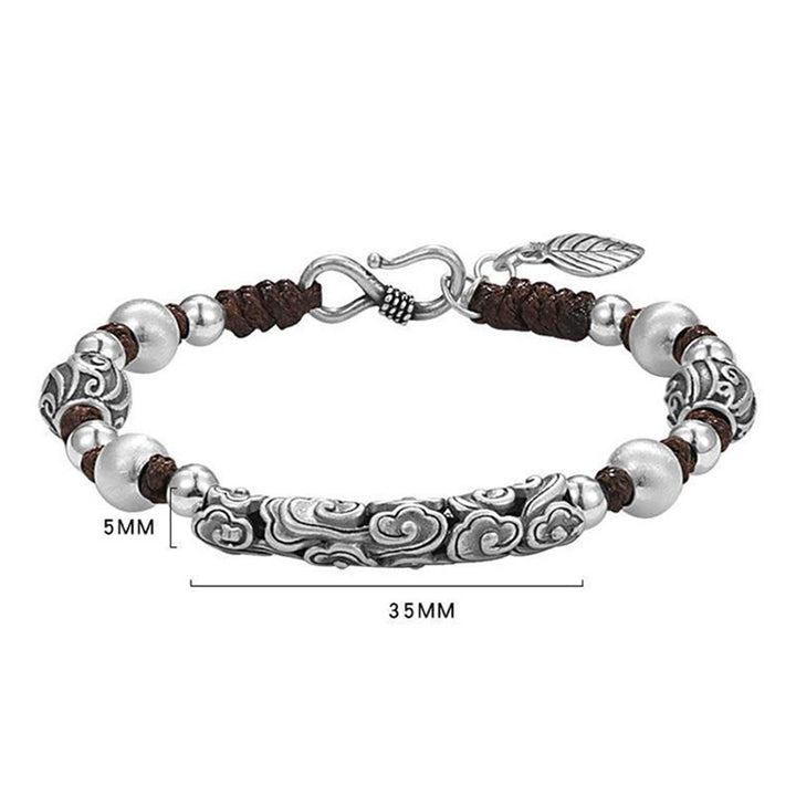 Buddha Stonesチベット ハンドメイド 銅製 999 スターリングシルバー 縁起の良い雲 富の紐ブレスレット