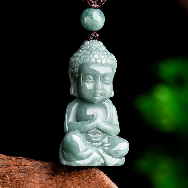 Buddha Stones天然翡翠 瞑想 仏陀のお守り 静寂のネックレスペンダント - image 2