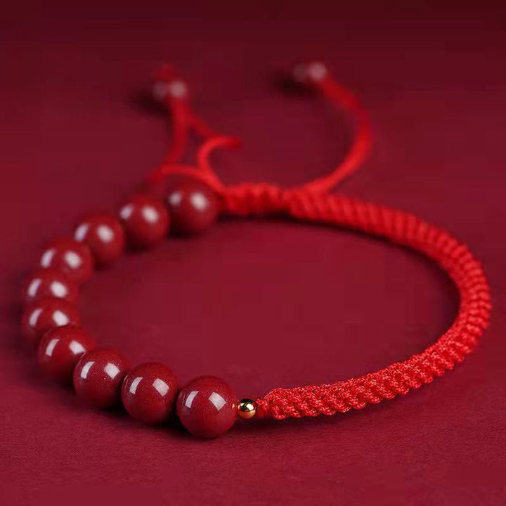 Buddha Stones天然辰砂キングコングノット祝福ストリングブレスレット