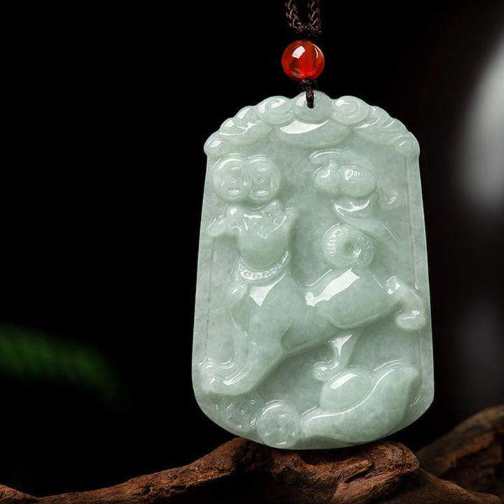 Buddha Stones天然翡翠12星座の豊穣のお守りペンダントネックレス