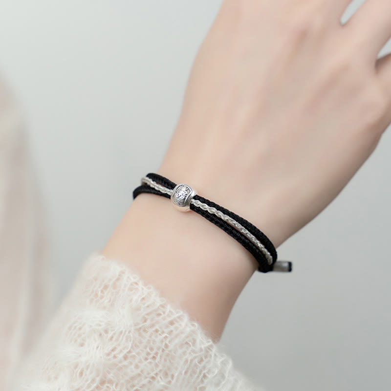 Buddha Stones925 スターリングシルバー チベット ザキラム 富と幸運の女神 ロープブレスレット