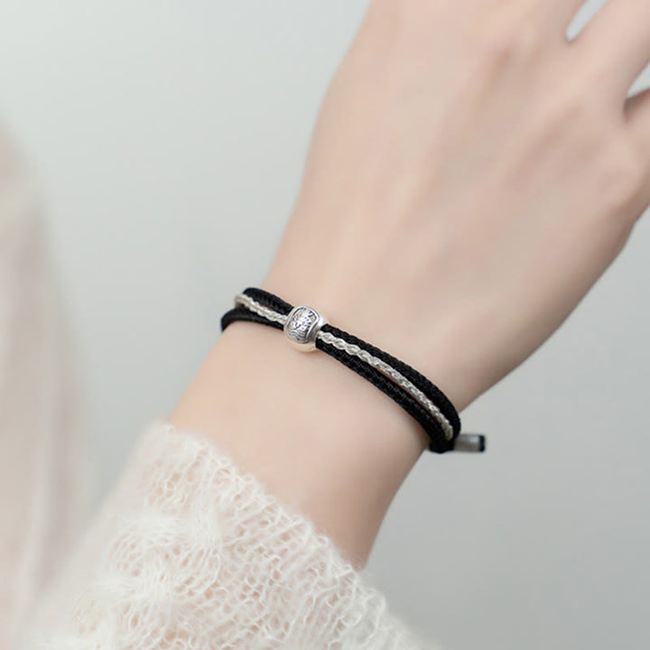 Buddha Stones925 スターリングシルバー チベット ザキラム 富と幸運の女神 ロープブレスレット