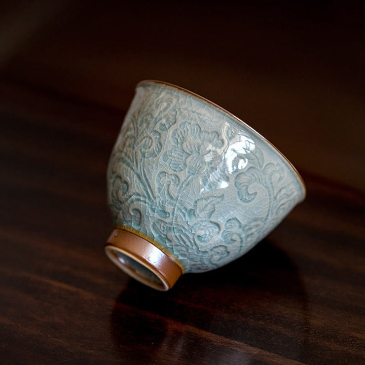 Buddha Stones蓮彫刻陶器ティーカップカンフーティーカップ