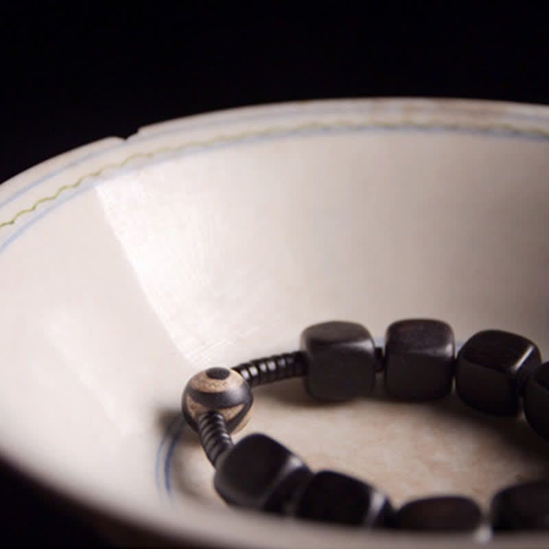 Buddha Stonesチベット黒檀Dziビーズ強度ブレスレット