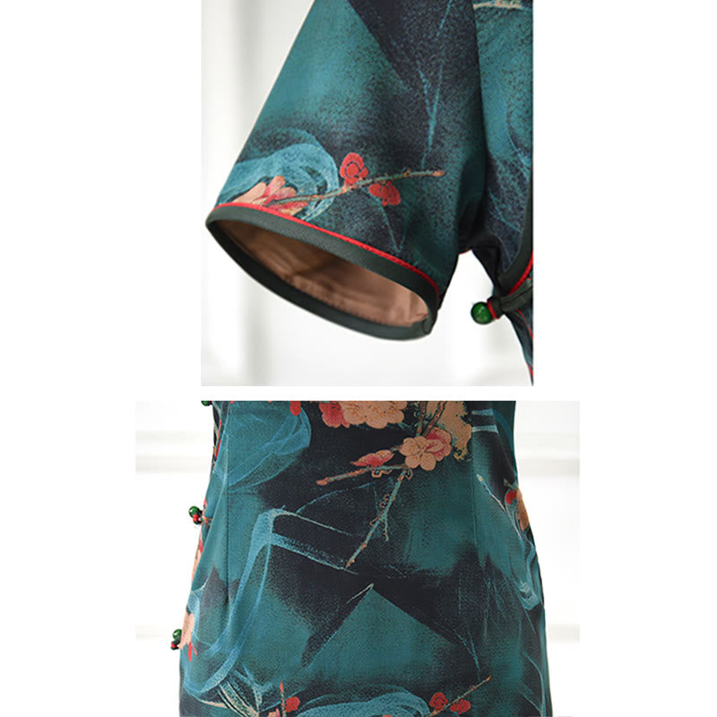 Buddha Stonesヴィンテージピンクの花柄チャイナドレスレディースチーパオドレス - image 9