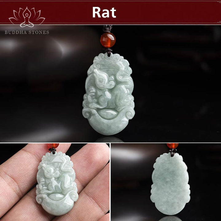 Buddha Stones天然翡翠12星座成功ペンダントネックレス - image 7
