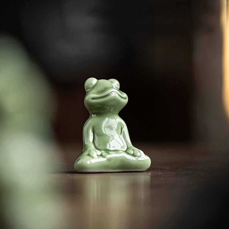 Buddha Stonesミニ 小型 瞑想 蓮 休憩 カエル 陶器 富 幸運 家庭用 ティーペット 置物 装飾