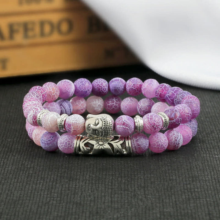 Buddha Stones2個入り 天然水晶瑪瑙 仏陀守護ブレスレット