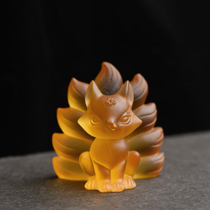 Buddha Stones小さな九尾の狐 成功の力 家の置物 装飾 - 黄色 - 小 58×55×45mm - image 10