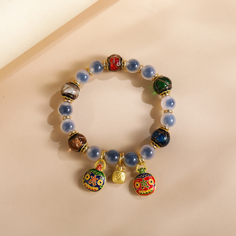 Buddha Stonesカラフル キャンディ瑪瑙 金 呑み込み獣 家族 柳 ガラス ビーズ 強さ ブレスレット