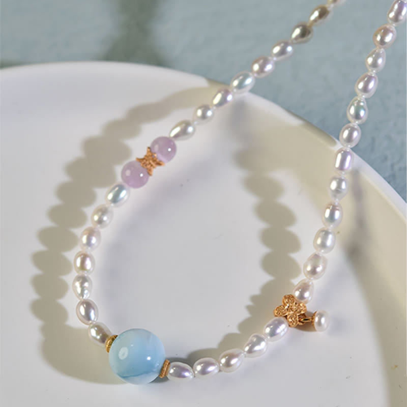 Buddha Stones925スターリングシルバー 天然パール ラリマー シンセリティネックレスペンダント