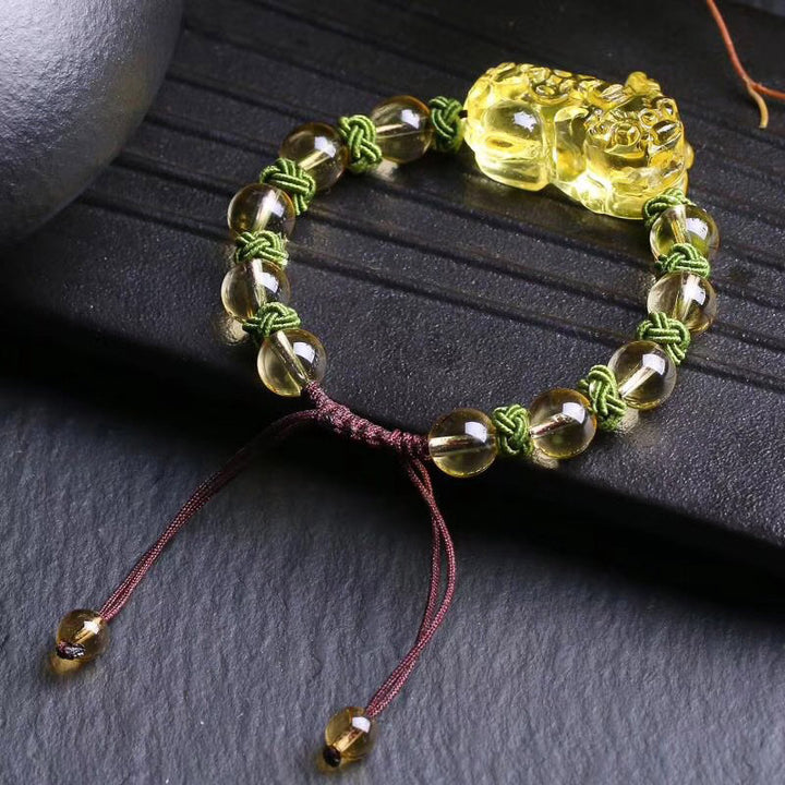 Buddha Stones天然シトリンPiXiu富守護ブレスレット