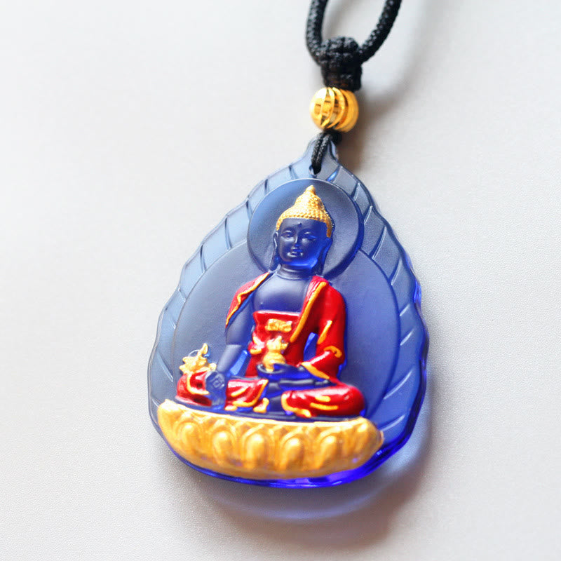 Buddha Stonesチベット薬師如来 劉備 水晶 慈悲のネックレス ペンダント - 葉薬師仏 - image 4