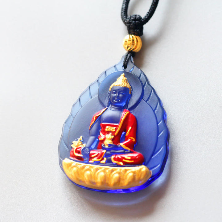 Buddha Stonesチベット薬師如来 劉備 水晶 慈悲のネックレス ペンダント - 葉薬師仏 - image 4