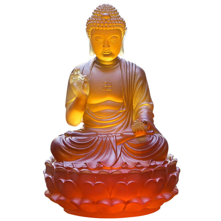 Buddha Stones手作り 釈迦牟尼仏 瑠璃水晶アート作品 慈悲の像 自宅 オフィス 供物 装飾