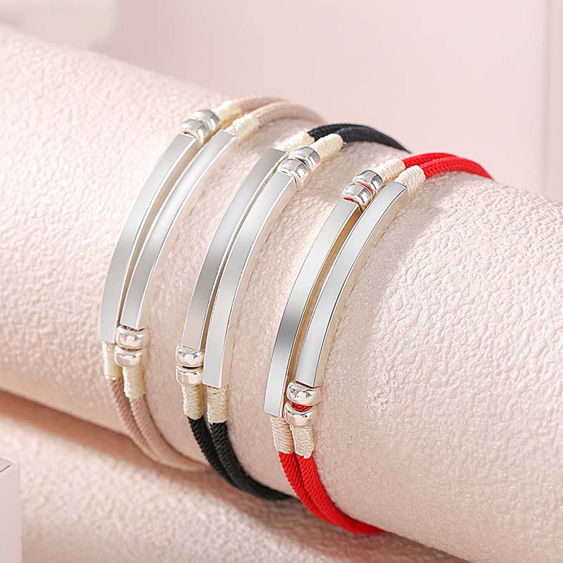 Buddha Stones925 スターリングシルバー レッドストリング レイヤードブレイドブレスレット