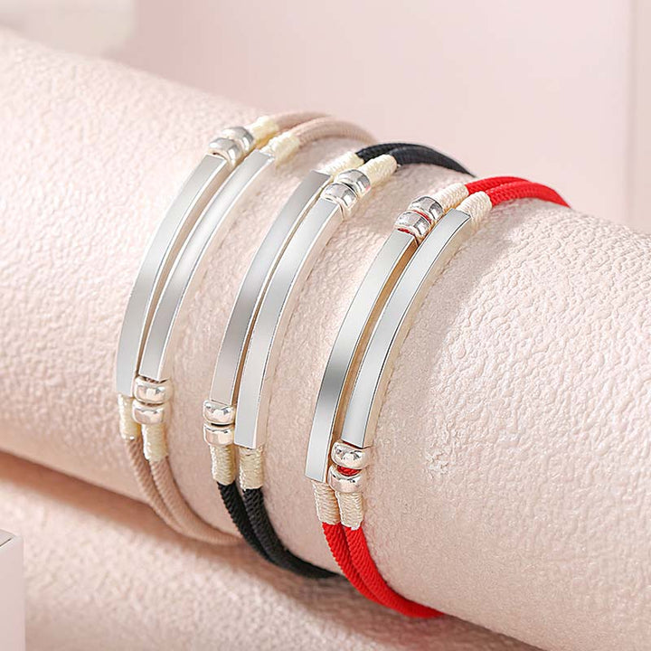 Buddha Stones925 スターリングシルバー レッドストリング レイヤードブレイドブレスレット