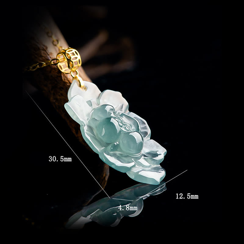 Buddha Stones天然翡翠 蓮の模様豊かさチタン鋼 チェーンネックレス ペンダント - image 8