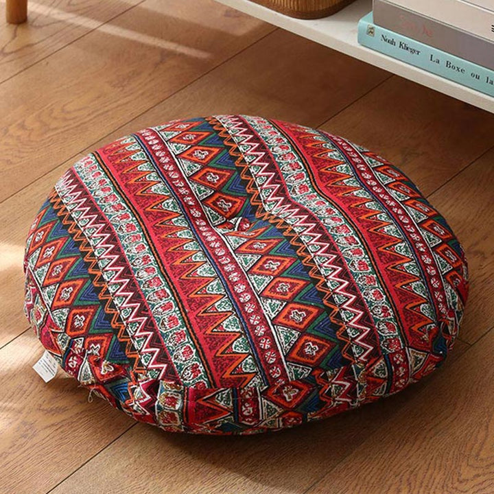 Buddha Stones 蓮のシンプルな模様のリネン製瞑想用座布団 ホームリビングルーム装飾 - 取り外し可能 - 約40cm×10cm（多少の誤差が生じる場合があります） - インディアンレッド - image 21