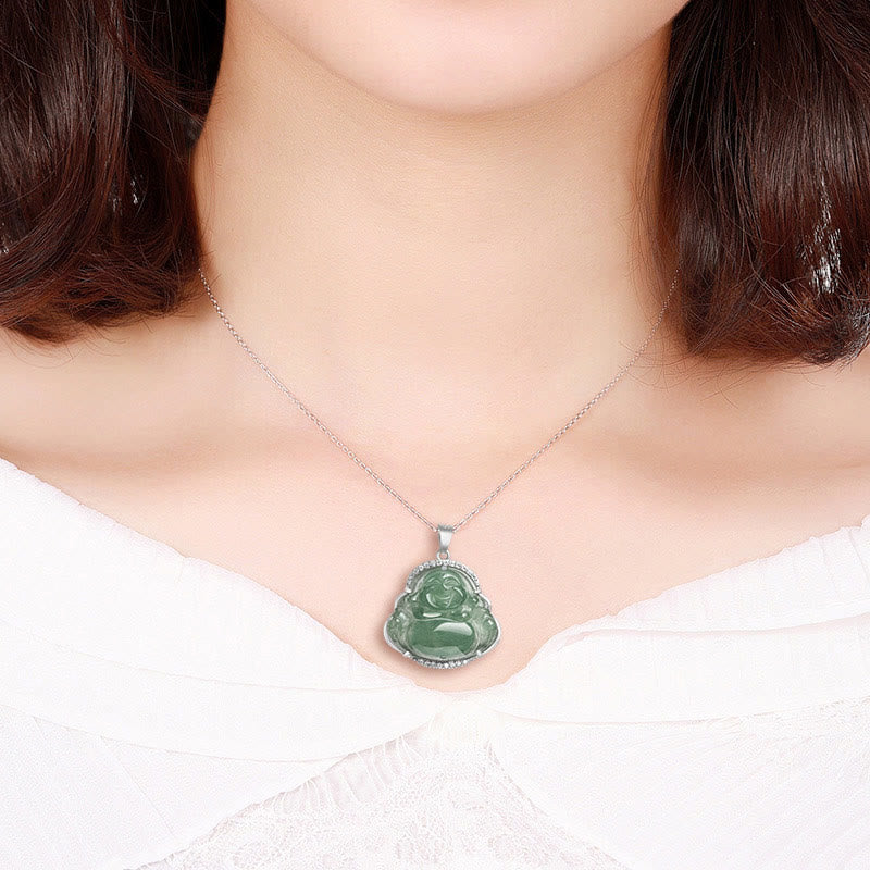 Buddha Stones925スターリングシルバー 笑う仏陀 天然翡翠 幸運 繁栄 ネックレス チェーン ペンダント - image 8