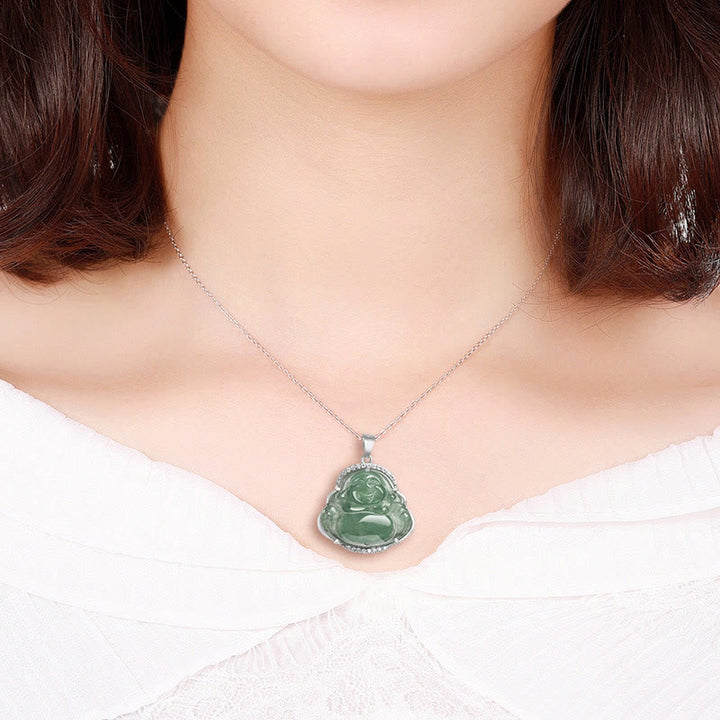 Buddha Stones925スターリングシルバー 笑う仏陀 天然翡翠 幸運 繁栄 ネックレス チェーン ペンダント - image 8