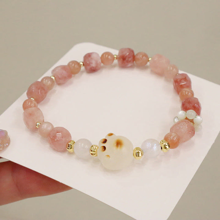 Buddha Stonesグリーンアゲート サンストーン キャッツアイ 菩提樹 猫の足サポートブレスレット - image 6