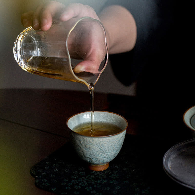 Buddha Stones蓮彫刻陶器ティーカップカンフーティーカップ