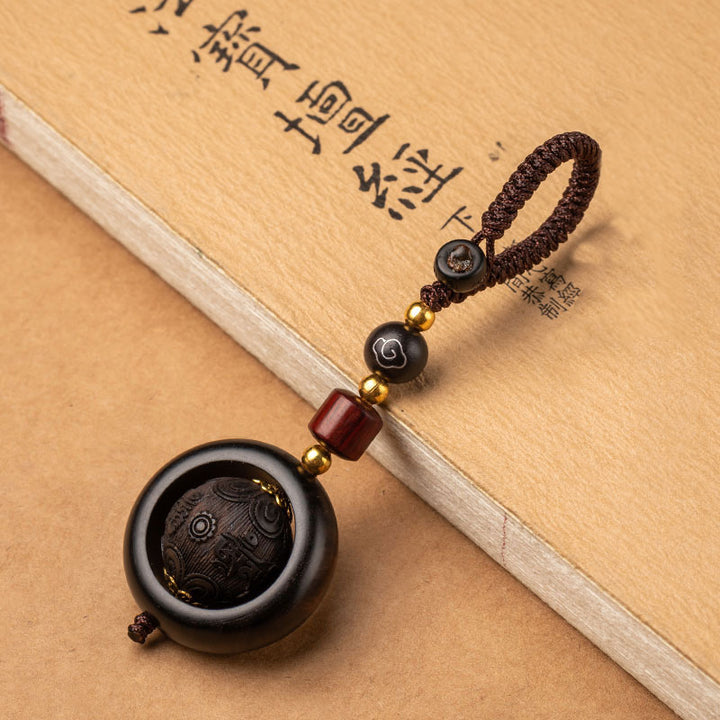 Buddha Stonesチベット小葉紫檀幸運 守護 回転飾り - エボニー＆シックス・トゥルー・ワード - image 18