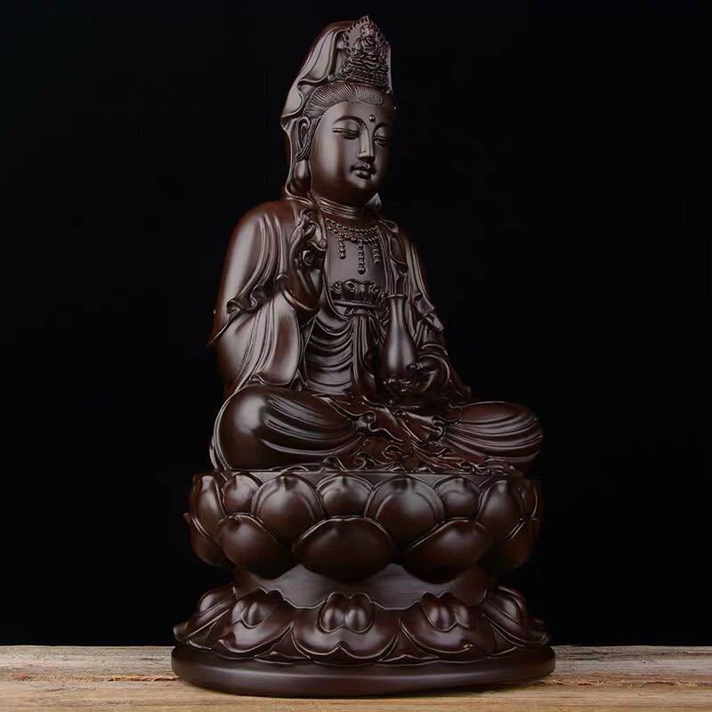 Buddha Stones観音菩薩 黒檀 蓮華 調和 祝福 室内装飾