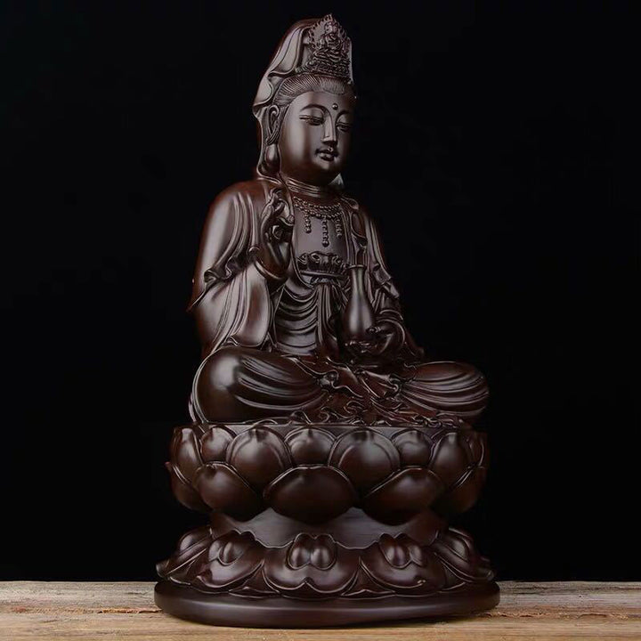 Buddha Stones観音菩薩 黒檀 蓮華 調和 祝福 室内装飾