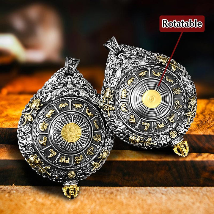 Buddha Stones十二支誕生仏タンカ 九宮 八図 富 回転式ネックレスペンダント - image 3