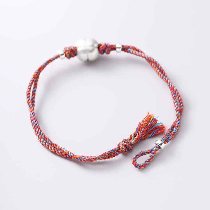 Buddha Stones999 スターリングシルバー 柿 幸運 マルチカラー 編み込みブレスレット
