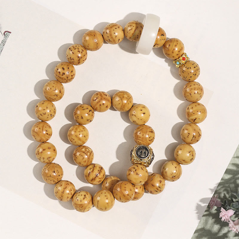 Buddha Stonesチベット天然紫金鼠菩提樹の富ダブルラップブレスレット